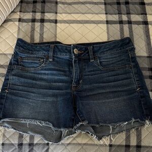 American Eagle Outfitters Shortie Dark Blue Denim Cutoff Shorts